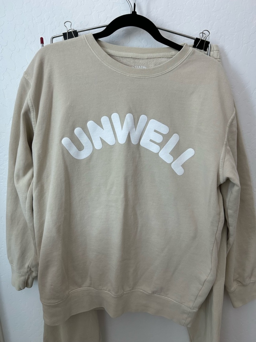Unwell Graphic Crewneck Sweatshirt and pants set in Beige M